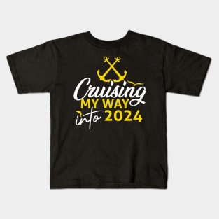 Cruising My Way Into 2024 New Year 2024 Cruise Apparel Kids T-Shirt